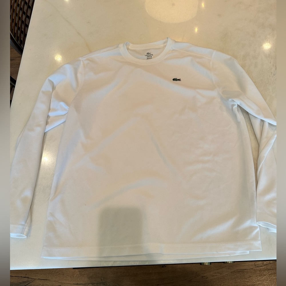 Lacoste Sport White Long Sleeve Shirt - Size 6 (XL)